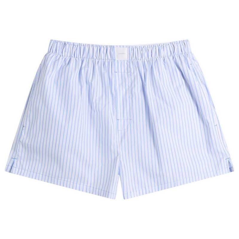 カルバンクライン レディース ボトムス ハーフパンツ・ショーツ コットン Calvin Klein Cotton Poplin Sleep Short Sera Stripe Blue Descent ブルー
