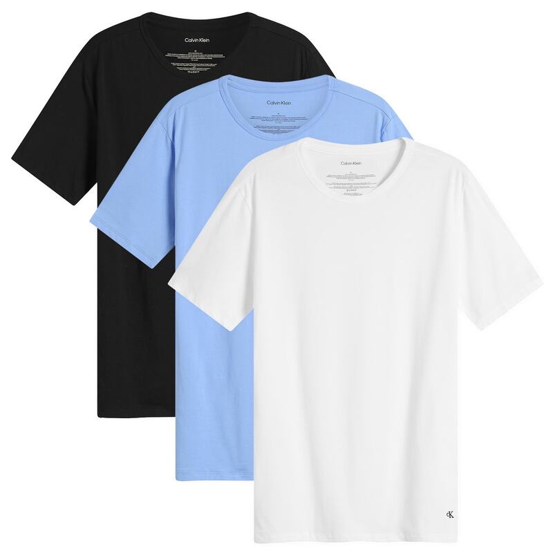 カルバンクライン メンズ トップス Tシャツ クルーネック Calvin Klein Crew Neck T-Shirt - 3 Pack Black Blue & White ホワイト