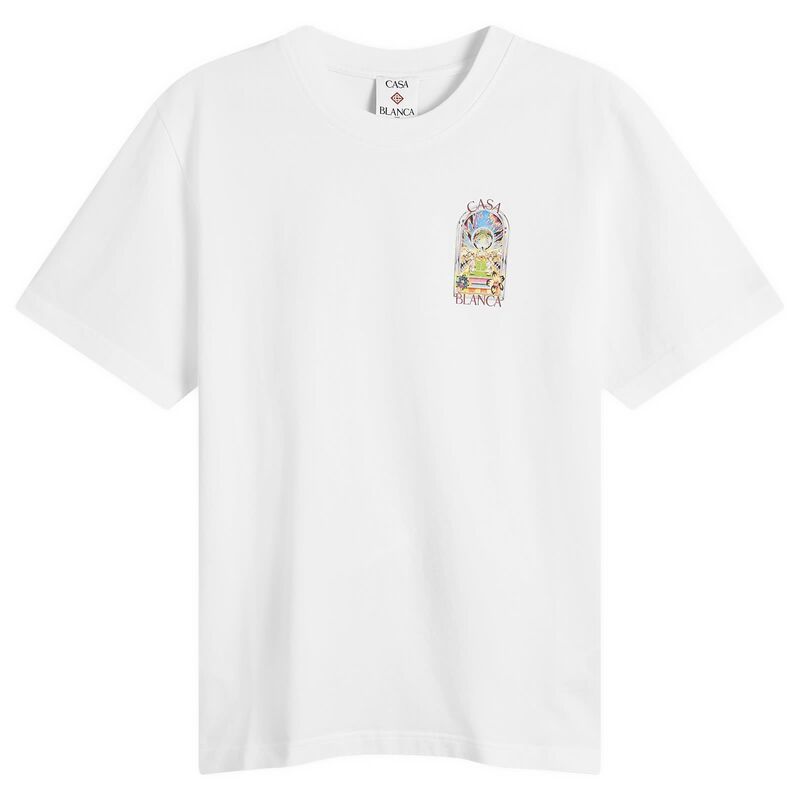 カサブランカ メンズ トップス Tシャツ キャップ ケープ Casablanca Tennis Landscape Classic T-Shirt White ホワイト