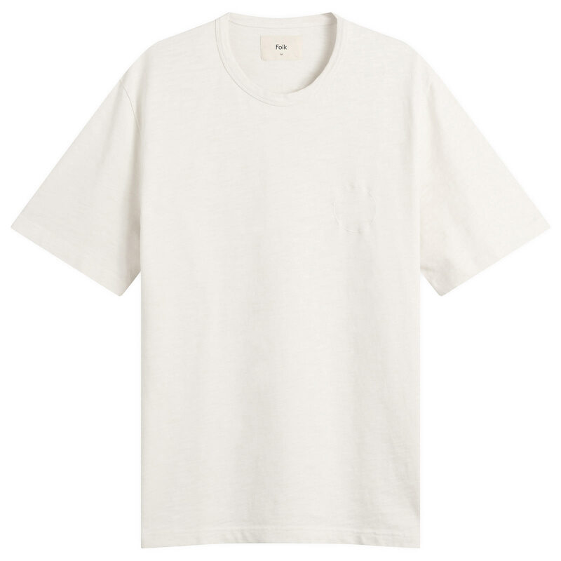 フォーク メンズ トップス Tシャツ 刺繍 Folk Slub Embroidered T-Shirt Off White オフホワイト 17,005円