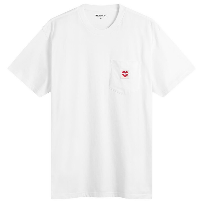 カーハート メンズ トップス Tシャツ Carhartt WIPocket Heart-Shirt White & Red ホワイト