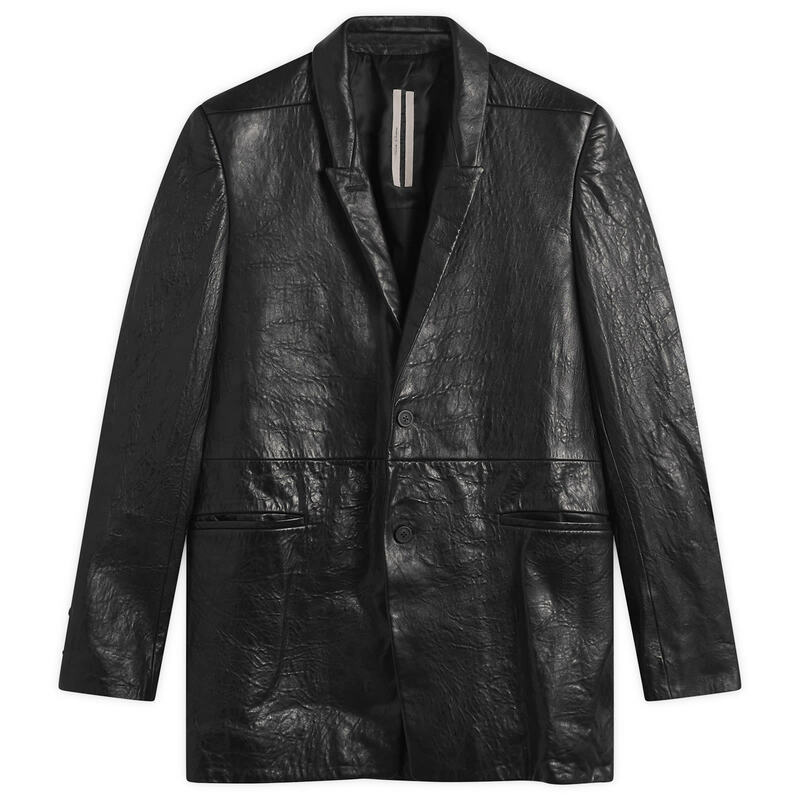 リックオウエンス メンズ アウター 上衣・上衣 スポーツジャケット Rick Owens Leather Blazer Black 黒いこと