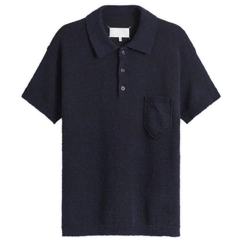 マルタンマルジェラ メンズ トップス スポーツシャツ 編み物 Maison Margiela Knitted Polo Shirt Blu/Black 黒いこと