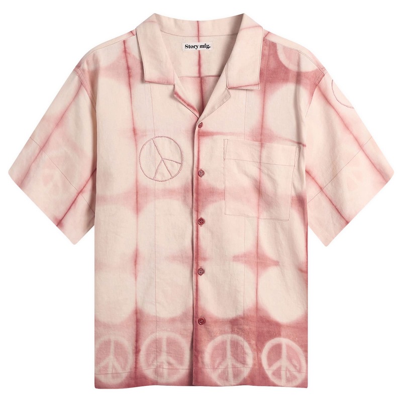 ストーリーエムエフジー メンズ トップス シャツ Story mfg. Greetingshirt Pink Peace Clamp ピンク