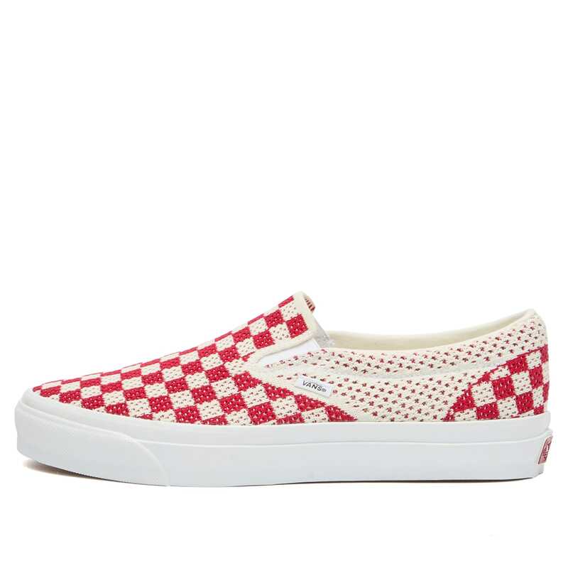 バンズ メンズ シューズ スニーカー Vans LX Classic Slip-On 98 EK Sneaker Checkerboard Red & Marshmallow レッド