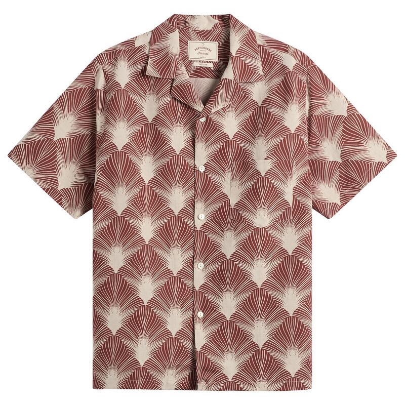 ポーチュギースフランネル メンズ トップス シャツ Portuguese Flannel Feathers Vacation Shirt Deep Red レッド｜ReVida 店