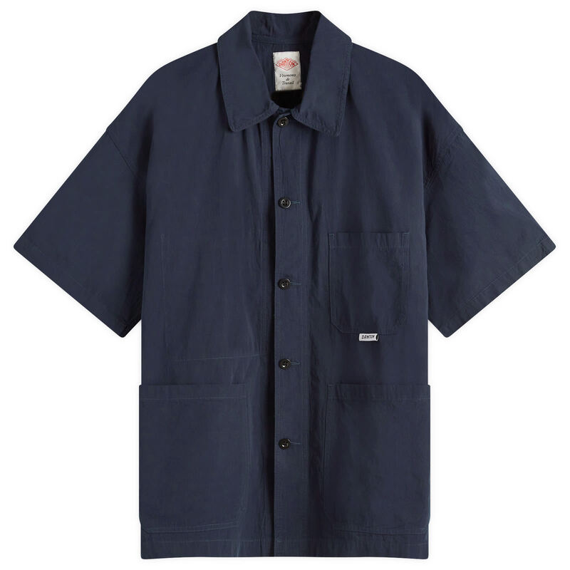 ダントン メンズ トップス シャツ オーバーオール Danton Coverall Short Sleeve Shirt Navy ネイビー|ReVida 店