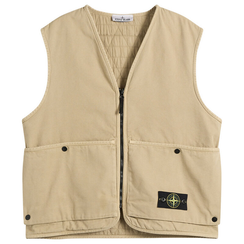 ストーンアイランド メンズ アウター より良い 綿織物 Stone Island Panama Cotton Old Effect PrimaLoft Vest Desert 石ころ