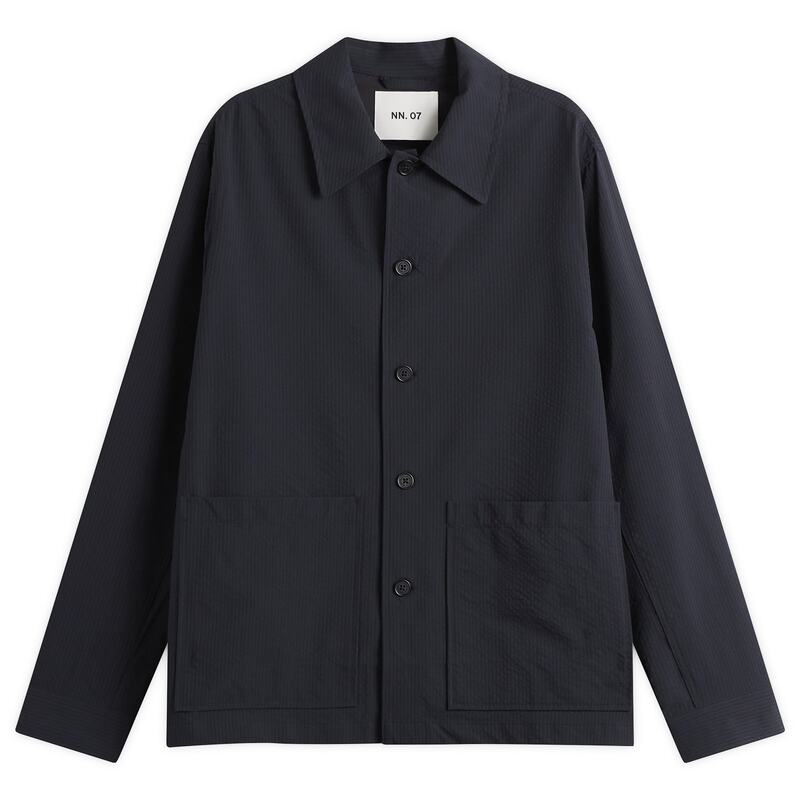 NN07 メンズ アウター 上衣・上衣 プルオーバー NN07 Blaze Seersucker Shirt Jacket Navy Blue 米国海軍