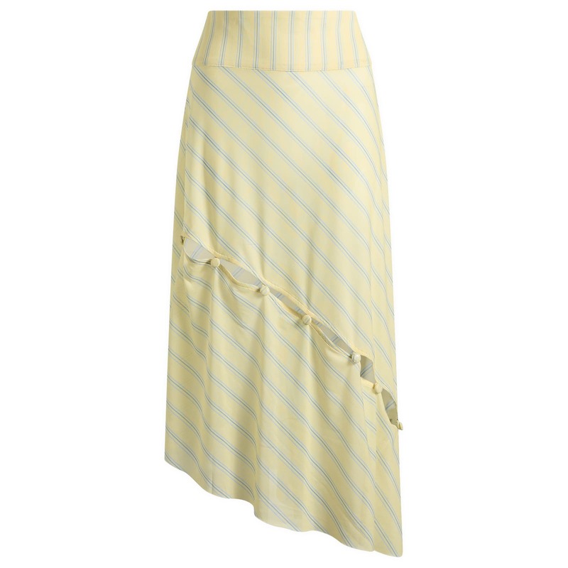 ハウスオブサニー レディース ボトムスカート アシンメトリー メッシュ House Of Sunny Striped Mesh Asymmetric Skirt Butter ストライプ|ReVida 店