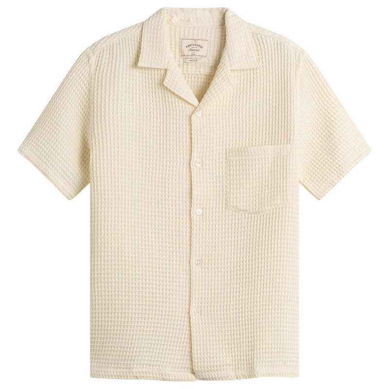 ポーチュギースフランネル メンズ トップス プルオーバー Portuguese Flannel Honey Comb Vacation Shirt White 白いこと トップス-メンズファッション-カジュアルシャツ