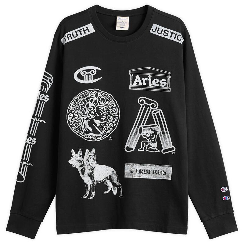 チャンピオン メンズ トップス Tシャツ Champion x Ariesponsor Long Sleeve T-Shirt Black ブラック｜ReVida 店