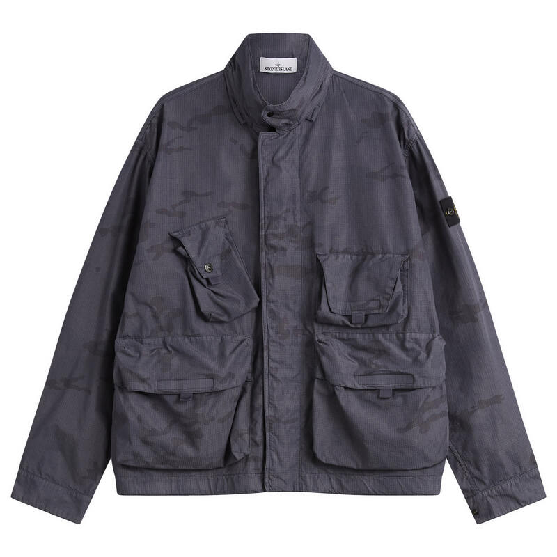 ストーンアイランド メンズ アウター 上衣・上衣 Stone Island Faded Camo Ripstop-TC Field Jacket Blue Grey 薄墨色