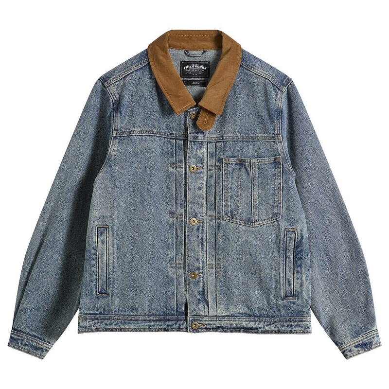 フリズムワークス メンズ アウター 上衣・上衣 ジーンズ FrizmWORKS Washedenim Trucker Jacket Blue 青色 コート・ジャケット-メンズファッション