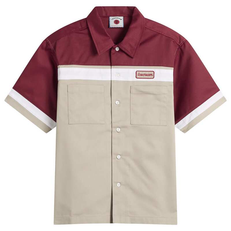 アイスクリーム メンズ トップス シャツ ICECREAM Parlor Work Shirt Beige/Red レッド