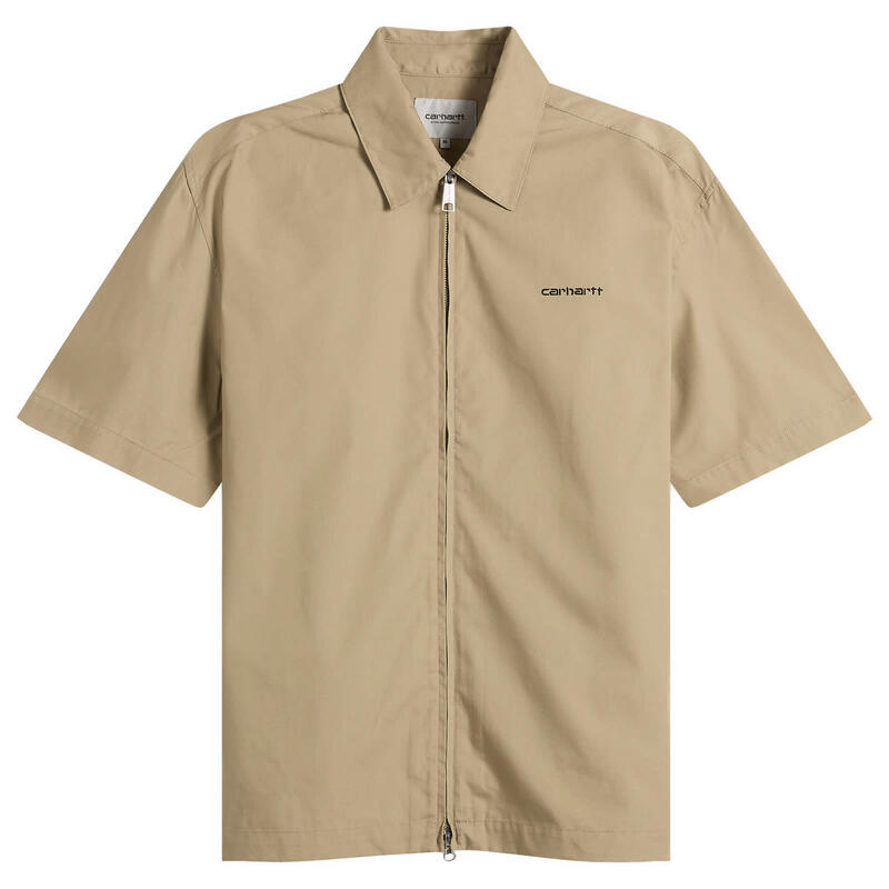 カーハート メンズ トップス シャツ Carhartt WIP Short Sleeve Postal Zip Shirt Iroko & Black ブラック｜ReVida 店