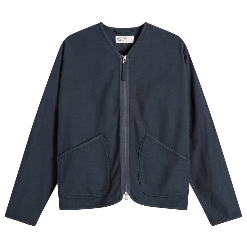 ユニバーサルワークス メンズ アウター 上衣・上衣 プルオーバー Universal Workslub Sateen Zip Liner Jacket Navy 米国海軍
