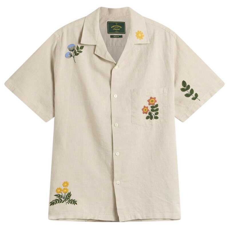 ポーチュギースフランネル メンズ トップス シャツ Portuguese Flannel Spring Embroidery Vacation Shirt Natural|ReVida 店