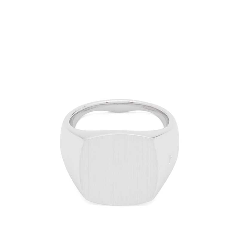 トム木材 メンズ 添え物 指環 繻子 Tom Wood Cushion Ring - Satin Silver しろがね色