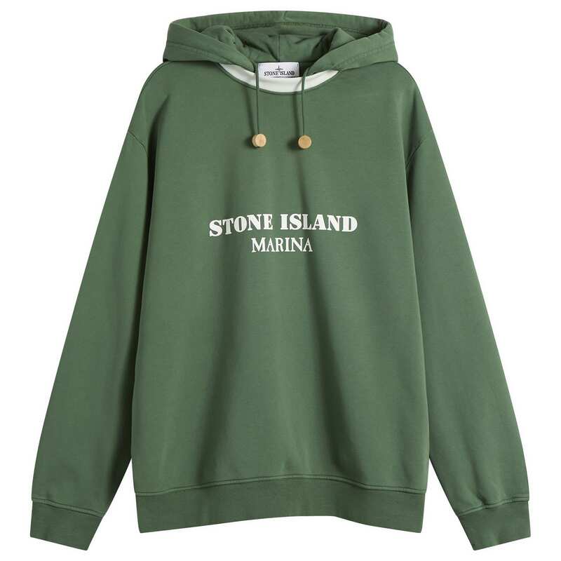 ストーンアイランド メンズ アウター パーカー・スウェット ロゴタイプ Stone Island Marina Garment Dyed Logo Hoodie Quartz Green 緑であること