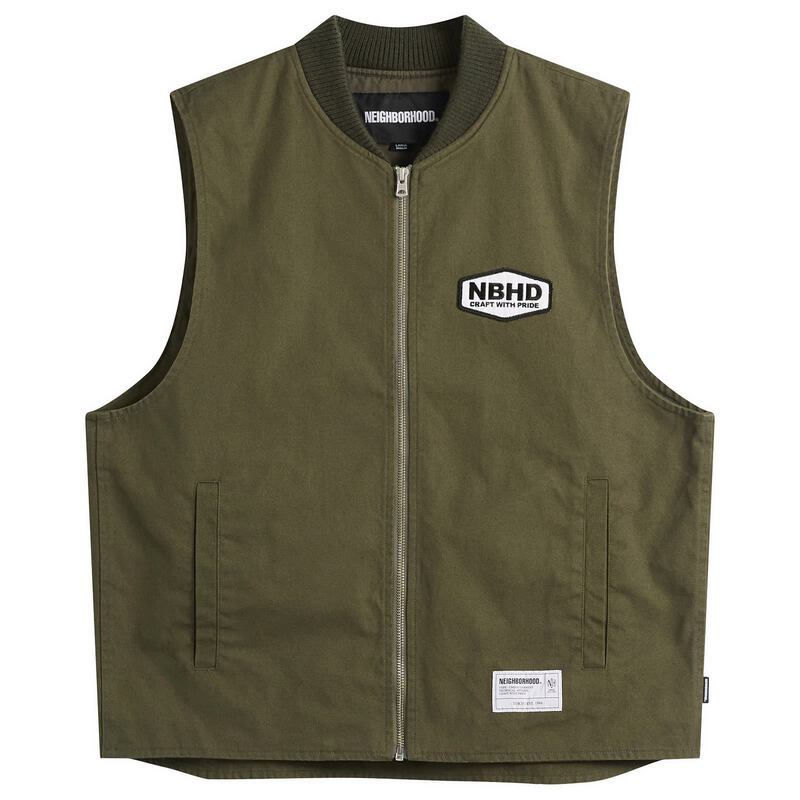 ネイバーフッド メンズ アウター ベスト Neighborhood Zip Work Vest Olive Drab オリーブ|ReVida 店