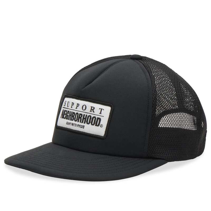 ネイバーフッド メンズ 付属物 鳥打ち帽 メッシュ 旗がしら Neighborhood Mesh Trucker Cap-1 Black 黒いこと