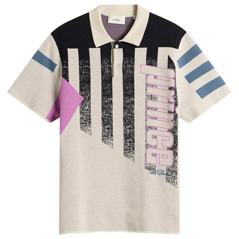 レ ドゥ メンズ トップス スポーツシャツ 編み物 Les Deux Prince Intarsia Knitted Polo Light Ivory 象牙色