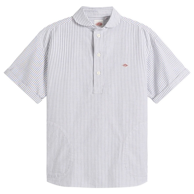 ダントン メンズ トップス プルオーバー Danton Round Collar Pull Over Shirt Navy \u0026 White Stripe 白いこと
