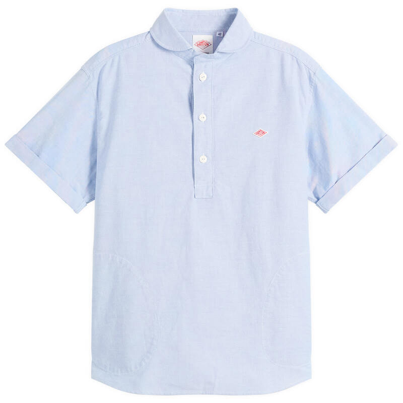 ダントン メンズ トップス シャツ Danton Round Collar Pull Over Shirt Blue ブルー|ReVida 店