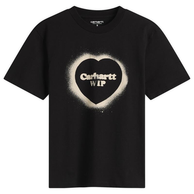 鉄道車両ハート形 レディース トップス プルオーバー Carhartt WIP Spray Heart-Shirt Black 黒いこと