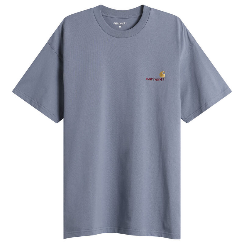 鉄道車両ハート型 メンズ トップス ティーシャツ Carhartt WIP American Script-Shirt Shady Blue 青碧
