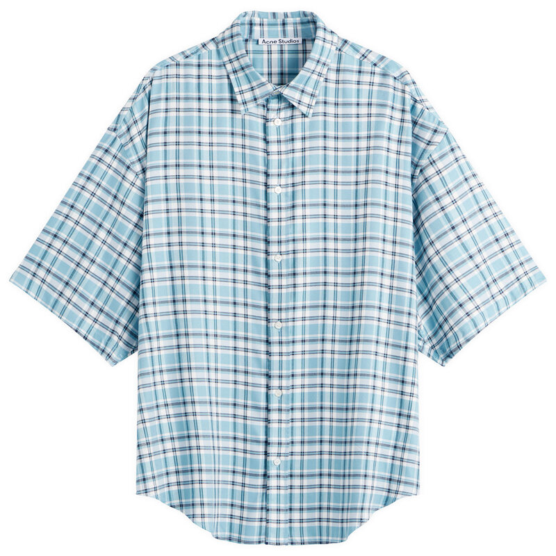 アクネ ストゥディオズ メンズ トップス プルオーバー Acne Studioshort Sleeve Check Shirturquoise/Blue/White 白いこと