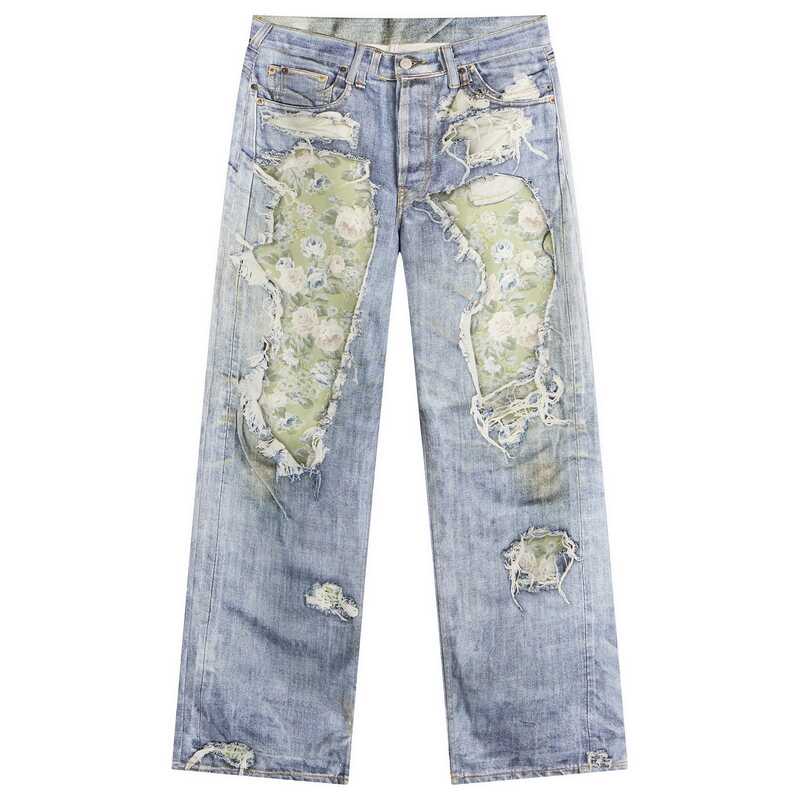アクネ ストゥディオズ メンズ ボトムス デニムパンツ プリント ジーンズ Acne Studios 1981 Rose Print Denim Jeans Blue/Green ブルー｜ReVida 店 107,900円