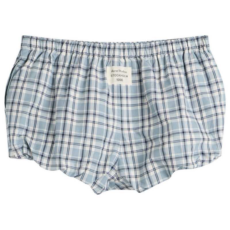 アクネ ストゥディオズ レディース ボトムス ハーフパンツ・ショーツ ミニ ショートパンツ Acne Studios Pebby Check Mini Shorts Blue & White ホワイト|ReVida 店