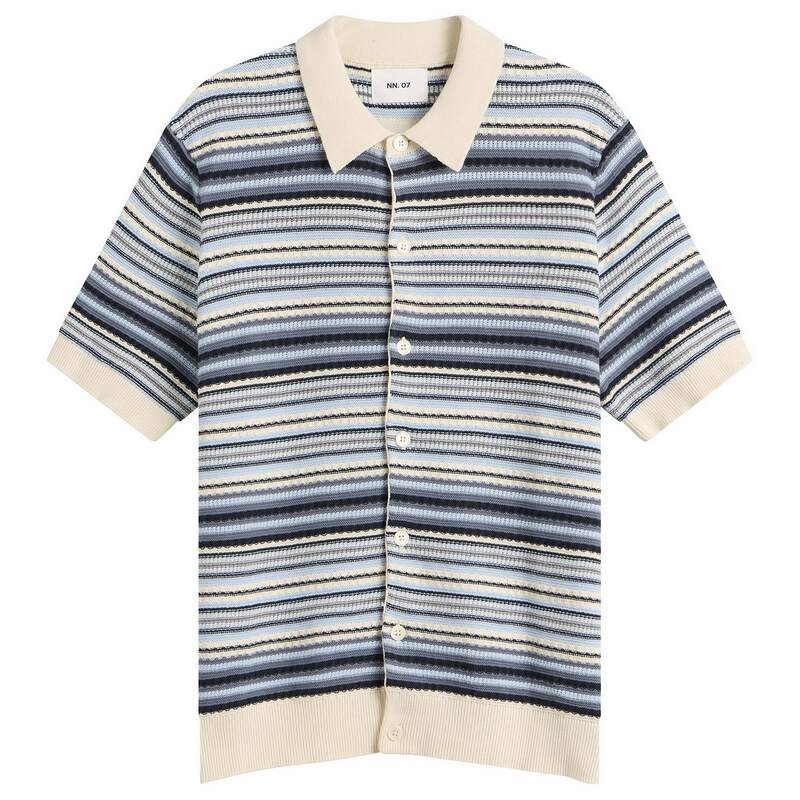 NN07 メンズ アウター ジレー スポーツシャツ NN07 Nolan Stripe Polo Cardiganavy Multi 米国海軍