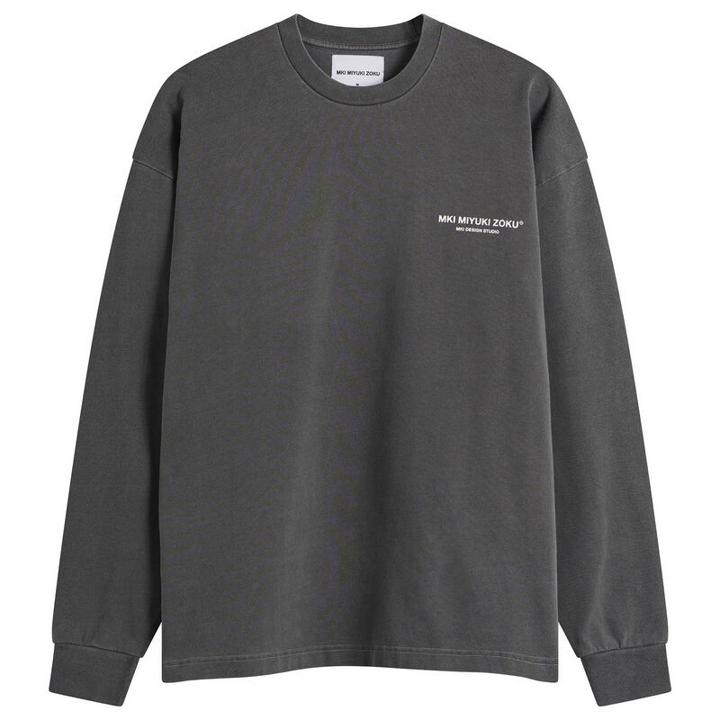 エムケーアイ メンズ トップス ティーシャツ MKI Design Studio Long Sleeve T-Shirt Pigment Black 黒いこと