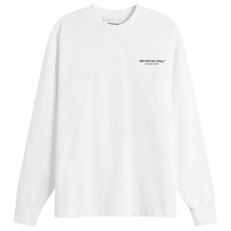 エムケーアイ メンズ トップス ティーシャツ MKI Design Studio Long Sleeve T-Shirt White 白いこと