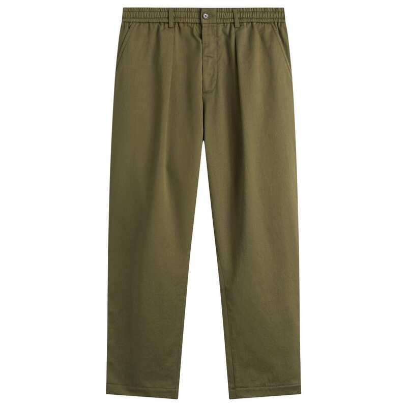 ユニバーサルワークス メンズ ボトムス 心地よいズボン下 貨物自動車ズボン下 筋目 Universal Works Twill Pleated Track Pant Light Olive オリーブ