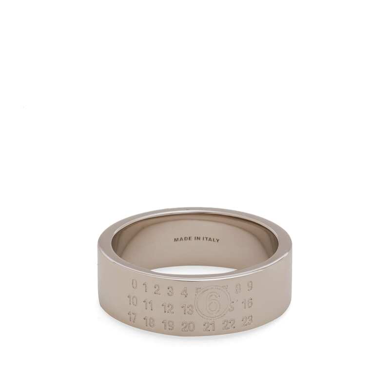 マルタンマルジェラ メンズ 佩び物 指環 ミニ ロゴタイプ MM6 Maison Margiela Minimalogo 8粍 Ring Shiny palladium