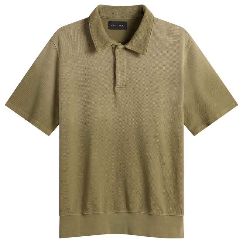 受け答え ティエン メンズ トップス スポーツシャツ 綿織物 Les Tien Pique Cotton Tennis Polo Shirt Military Ice