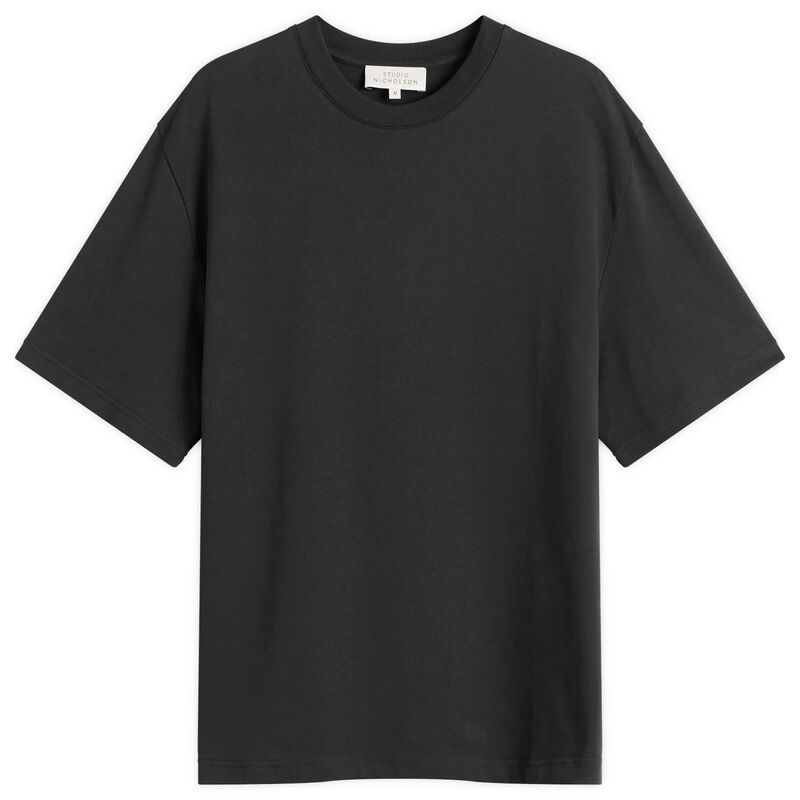 スタジオニコルソン メンズ トップス Tシャツ Studio Nicholson Lay Boxy Fit-Shirt Black ブラック｜ReVida 店