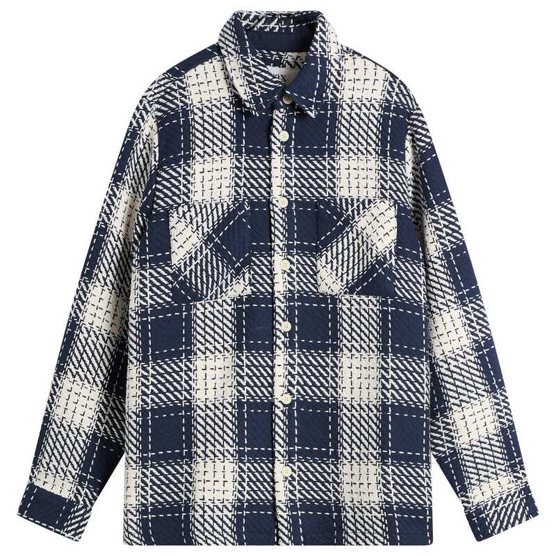 ワックスロンドン メンズ トップス シャツ Wax London Whiting Beatnik Overshirt Marine|ReVida 店