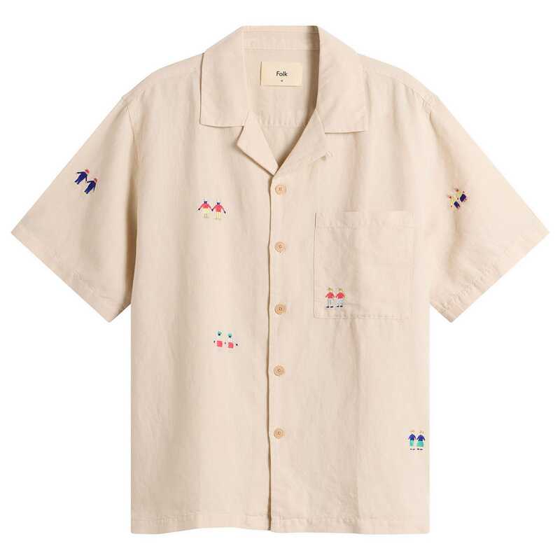 フォーク メンズ トップス シャツ Folk Presented by END. Relaxed Soft Collar Vacation Shirt Ecru Peoplembroidery エクリュ|ReVida 店