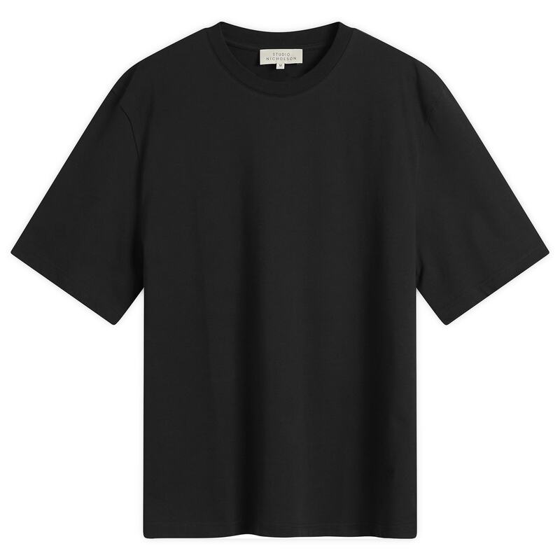 スタジオニコルソン メンズ トップス Tシャツ Studio Nicholson Lay Branded Boxy Fit-Shirt Black ブラック｜ReVida 店