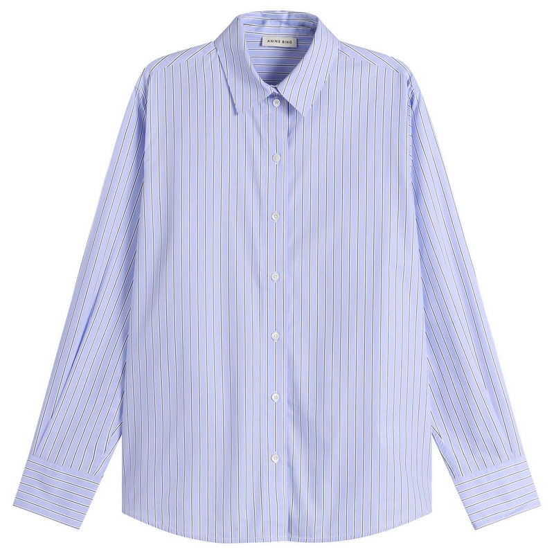 アニービン レディース トップス シャツ Anine Bing Essie Shirt Blue Stripe ブルー|ReVida 店