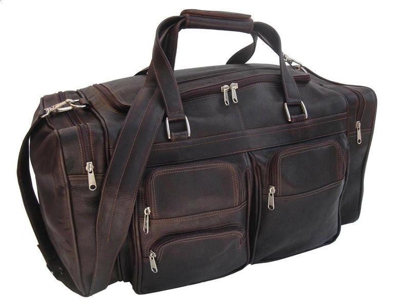 ピエル なめし革 メンズ 御徒面子 ボストンバッグ Piel Leather Medium Duffel With Pockets Chocolate 黒茶