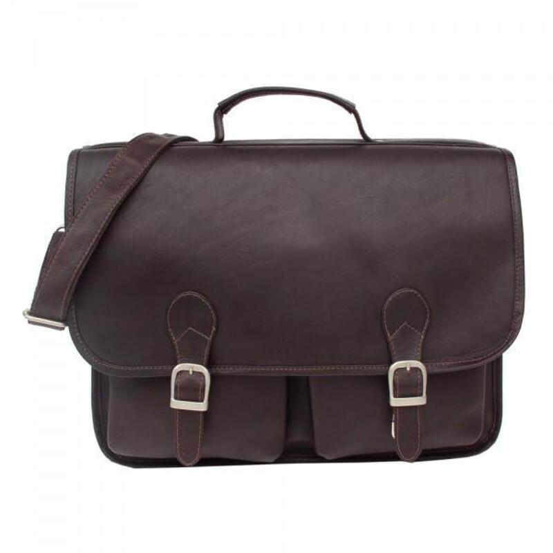 ピエル レザー メンズ バッグ ショルダーバッグ Piel Leather Executive Two Pocket Portfolio Chocolate チョコレート|ReVida 店