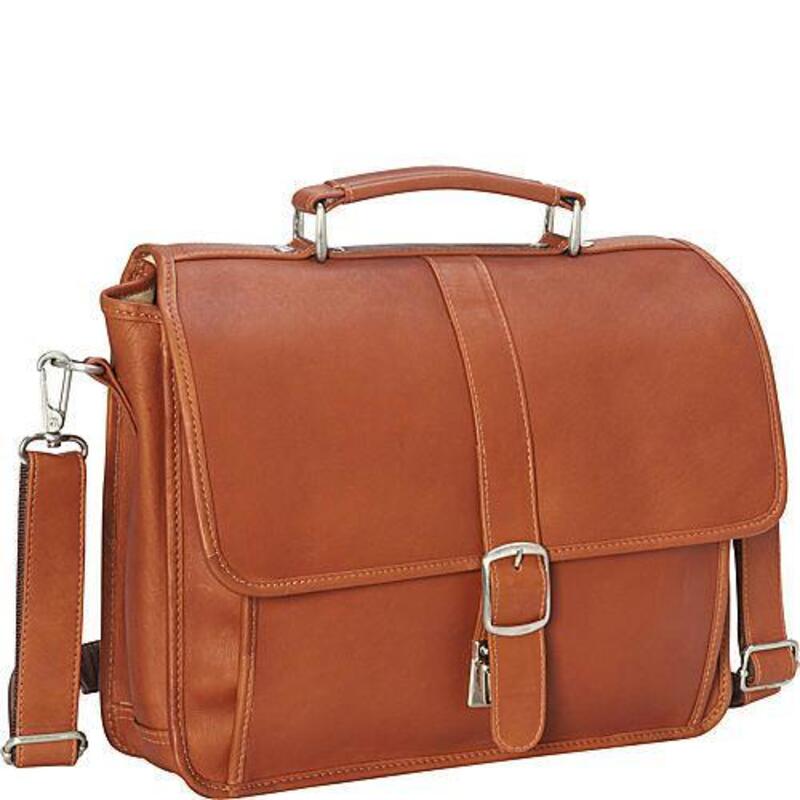 ピエル レザー メンズ バッグ ビジネス系 Piel Leather Small Flap-Over Laptop Brief Saddle