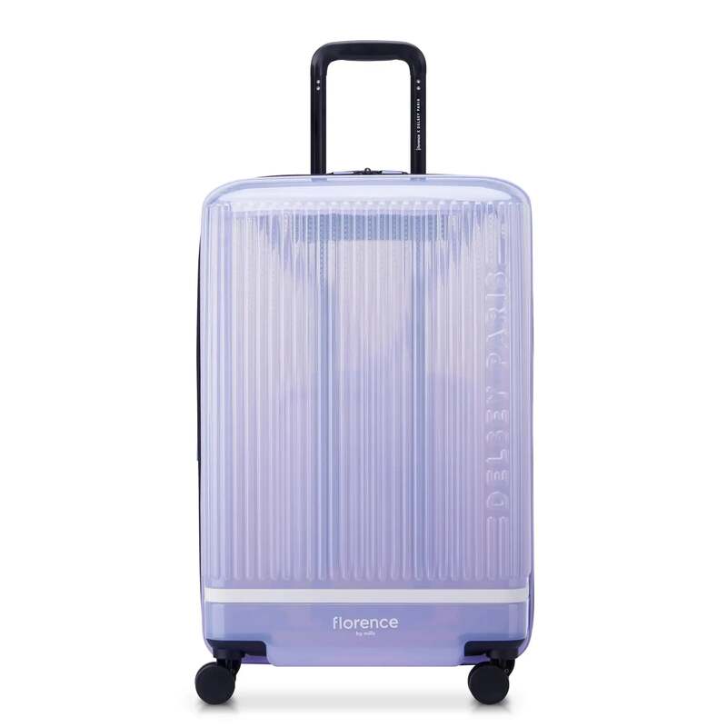 デルシー メンズ バッグ スーツケース Delsey florence by mills Gotta Glow 24 Medium Expandable Spinner Translucent Purple パープル｜ReVida 店