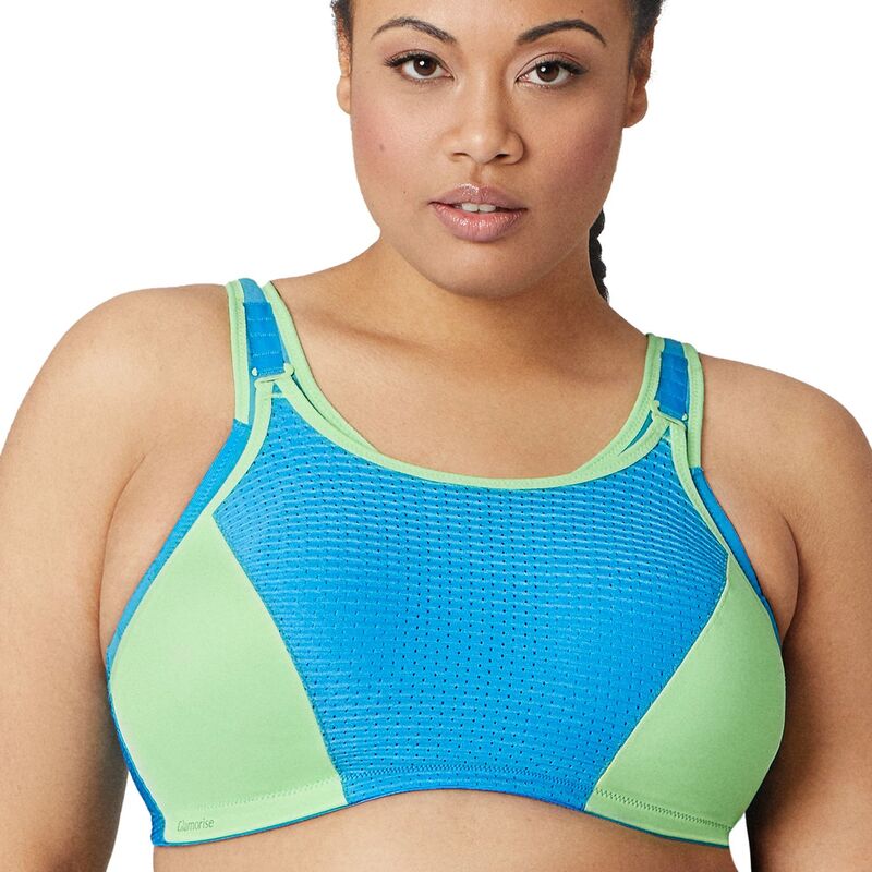 グラマライズ レディース アンダーウェア ブラジャー プラスサイズ Plusize Glamorise Full-Figure Adjustable Wirelessport Bra 1166 Blue Green ブルー